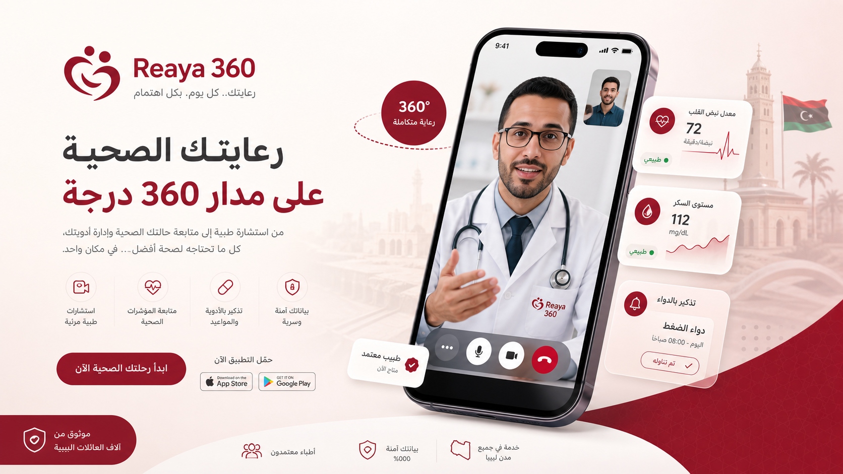 Libyan family and doctor using Reaya 360 digital health services together